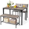 RELAX4LIFE Set Tavolo e Sedie da Cucina con Tavolo da P ranzo, Panca e 2 Sedie, 4 Posti, in Design Industriale gruppo sedute con Ripiano in MDF e Struttura in Metallo (grigio)