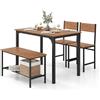 RELAX4LIFE Set Tavolo e Sedie da Cucina con Tavolo da P ranzo, Panca e 2 Sedie, 4 Posti, in Design Industriale gruppo sedute con Ripiano in MDF e Struttura in Metallo (marrone)