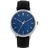 NUOVO Orologio da polso da uomo classico quadrante blu con borchie cinturino in pelle nera per affari e viaggi, Nero