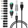 GUUZI Cavo di Alimentazione da USB a CC, Cavo di Ricarica Universale da 5 V CC 5,5x2,1 mm, 13 Connettori (6,4×4,4, 6,3×3,0, 5,5×2,5, 5,5×2,1, 5,5×1,7, 4,8×1,7, 4,0×1,7, 3,5×1,35, Tipo-C,Connettore CC)