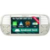 NVGOTEV [Cream 4+64GB] Car Radio per Fiat 500 2007-2015 con 7 pollici Touchscreen, Android 14 Radio Supporto Wireless Carplay/Android auto GPS Navi WiFi 4G Bluetooth5.0 FM RDS DSP SWC DAB+ OBD USB
