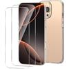 Generico Cover per iPhone 16 Pro Max + 2 Pezzi Pellicola Protettiva in Vetro Temperato, Trasparente Custodia in TPU, Antiurto e Sottile in Silicone, Resistente all'ingiallimento, protettiva.