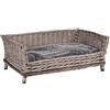 UNUS RM E-Commerce Cuccia per cani in vimini rettangolare con cuscino grigio per cani grandi e piccoli 88 cm di larghezza