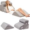 GYMAX Set di Cuscino a Cuneo per Letto/Divano, in Memory Foam, Cuscino Ergonomico, Supporto per Collo/Lombare/Schienale/Gambe, Forma Regolabile, Design Ortopedico, Grigio (4 Pz)