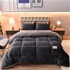 AIMENJOY Trapunta Invernale, antiallergica e Calda Piumino Reversibile Coperta, Imbottitura in Cotone Pieno, Coperta Pesante per Letto Matrimoniale in Inverno (Dark grey,150x200cm - 2KG)