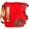 Macha Borsa a tracolla in cotone e pelle per le donne indiane etniche, Rosso