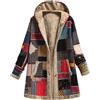 Goolecrimp Cappotto Colorato Bohémien da Donna Inverno Medio Lungo Etnico Cappotto Caldo Stampa Floreale Vintage Casual Imbottito Foderato Esterno Cappotto con Cappuccio (Colore 2,5XL)