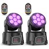 DELIBANG 2 Unità 7X15W Teste Mobili LED Wash Testa Mobile dmx512 RGBW 4 in 1 Luci da Discoteca Palco Luce di Scena con Telecomando per DJ bar KTV Feste Spettacoli Concerti-Nuova Versione