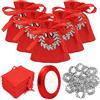 NAEBRO 24pz Sacchetti Confetti Laurea con Corona Alloro In Metallo e 22m Nastro Raso Rosso Per La Decorazione Della Cerimonia, Regalo