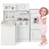 COSTWAY Cucina Giocattolo per Bambini, Cucina per Bambini in Legno con Lavello, Fornelli, Cappa, Frigorifero e Distributore d'Acqua, 3 Anni+
