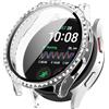 Generic Custodia protettiva diamantata compatibile con Samsung Galaxy Watch 7 da 40 mm, cover rigida in policarbonato con protezione per lo schermo in vetro temperato (trasparente)