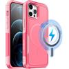 MOBESV Cover Magnetica per iPhone 12 PRO Max 6,7 Pollici, Custodia Compatibile con MagSafe, Cover Antiscivolo Opaca e Satinata, Rosa Acceso