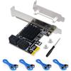 Moonqkuses Scheda di Espansione Controller SATA 3.0 a 4 Porte PCIe - 6 Gbps Con Staffa a Basso Profilo, 4 Cavi SATA, Non RAID, Avvio Come Disco di Sistema, Supporta 4 Dispositivi
