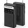 Tendak Radio Portatile con 1200 mAh Ricaricabile, Radiolina Portatile FM/AM, Radiolina Tascabile con Eccellente Ricezione, Facile da Usare, con Jack/Torcia/TF, per Camminare, Correre, Pescare