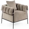 MEUBLE COSY Poltrona Imbottita Divano Singolo da Salotto Sedia con Cuscino Spesso per Camera Ufficio Poltroncina Relax in Velluto a Coste Taupe
