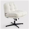 MEUBLE COSY Poltrona Imbottita Girevole Sedia da Salotto Funzione di Inclinazione Libera per Camera Ufficio Poltroncina Relax con Seduta Spessa Schienale in Tessuto Bouclé Bianco