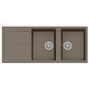 Plados NF11620-N3 Lavello 2 Vasche con Gocciolatoio Reversibile 116 x 50 cm Serie Infinity 116-20 finitura N3 nanoSTONE ARGAN