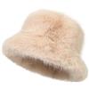 soul young Cappello a secchiello da donna in pelliccia sintetica Fluffy Inverno Caldo con falda larga Cappello da pescatore, Albicocca, Taglia unica