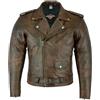 Texpeed Giacca da moto da uomo in pelle Marlon Brando - Giacca da moto da turismo con protezione originale da motociclista CE (EN 1621-1) Marrone - 3XL