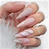 RUNRAYAY Punte per unghie finte lunghe nude in marmo, splendida bara stampa sulle unghie Unghie finte per ballerine rosa per donne e ragazze 24 pezzi