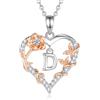 EUDORA Harmony Ball Rosa Cuore Collana con iniziale D per donne Lettera D Alfabeto iniziale Collane Rame Placcato rodio Ciondolo con Zirconi Cubici, Iniziali Gioielli Regali per Donne Moglie, 18