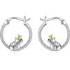 POPLYKE Gufo/pinguino/capybara/anatra/farfalla/poltopus/montagna/cavia orecchini per donne in argento Sterling cerchio orecchini gioielli animali regalo per ragazze, Argento sterling, Nessuna pietra