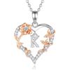 EUDORA Harmony Ball Rosa Cuore Collana con iniziale K per donne Lettera K Alfabeto iniziale Collane Rame Placcato rodio Ciondolo con Zirconi Cubici, Iniziali Gioielli Regali per Donne Moglie, 18