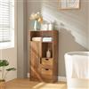 [en.casa] Armadio da Bagno Mobile Basso da Terra per Bagno Arredo Bagno per Stoccaggio con Anta Cassetti e Scomparti Aperti 100 x 50 x 25 cm effetto Legno Intarsiato color Noce