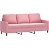 vidaXL Divano a 3 Posti rosa 180 cm in Velluto, divano, divano da salotto, divano in velluto, divano imbottito, divano a tre posti, divanetto