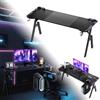 ACXIN Tavolo da gioco, 160 x 60 cm, scrivania a forma di A, con luce LED RGB, superficie in fibra di carbonio, scrivania angolare ergonomica con porta bevande e gancio per cuffie
