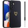 Jeelar ESONG Cover per Samsung Galaxy A55 Custodia con Forma di Cuore d'Amore Dorato,per Donne/Ragazze,Custodia in Sottile Morbida Silicone TPU Antiurto Protettiva Bumper Shell -Nero