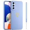 Jeelar ESONG Cover per Samsung Galaxy A55 Custodia con Forma di Cuore d'Amore Dorato,per Donne/Ragazze,Custodia in Sottile Morbida Silicone TPU Antiurto Protettiva Bumper Shell -Blu