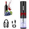 Gohytal Cavatappi Elettrico, Apribottiglie Elettrico USB Ricaricabile con Taglia Capsule Set di Apribottiglie Automatico Professionali Regalo Vino per Amanti del Vino, Regali Laurea Uomo Originali