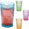 Relaxdays Set da 4 Bicchieri in Vetro per Acqua e Drink, Lavabili in Lavastoviglie, Servizio da Tavola, 360 ml, Colorati, 12,5 x 8 x 8 cm