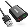 UGREEN Scheda Audio USB Esterna, Adattatore Audio 3.5mm per Cuffie Microfono Stereo Casse, Compatibile con Windows, Mac OS, Linux, PS5, Plug And Play