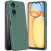 HOWKEKER Cover per Xiaomi Redmi 13C 4G custodia con 1 Pezzi Pellicola Vetro Temperato, Custodia in Morbida Silicone Liquido Sottile Antiurto Cover per Xiaomi Redmi 13C 4G (6.74) - Verde scuro