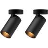 Klighten 2 Pcs Faretti da Soffitto Orientabili, Attacco GU10, Faretto da Cilindro in Metallo Regolabile, Rotondo Faretto Superficie Moderna, 70 x 130 mm, Lampadina non Inclusa, Nero