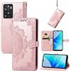 Fertuo Cover per OPPO A57 4G / A57S / A77 4G, Custodia Portafoglio a Libro in Pelle Flip Cover con Porta Carte, Chiusura Magnetica [Disegni di Mandala] Case Antiurto per OPPO A57 4G, Oro Rosa