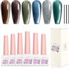 Frenshion Adhere 6Pz 12ML Cat Eye Soak Off UV Gel LED Nail Polish, scintillante bianco Cat Eyes riflettente Glitter Cat Eye, scintillante diamante magnetico Flash colore con magnete