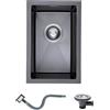 KINKIBOS Lavello da cucina in acciaio inox 304, 30 x 45 cm, piccolo lavello in acciaio inox, nero e grigio, con troppopieno (senza foro per rubinetto), 1 bacino rettangolare, lavello da cucina per