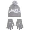 NIKE NAN SWOOSH POM BEANIE GLV SET grigio (042)