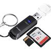 Frotox Lettore Schede SD/Micro SD, Frotox 2 in 1 Adattatore SD USB 2.0 con Portachiavi Portatile Card Reader per PC, Laptop, SD/Micro SD/TF/SDHC/SDXC/MMC Ecc.