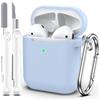 MHYALUDO Custodia per Airpods 1a/2a generazione (2016/2019),Custodia protettiva in morbido silicone per Airpods 1a/2a con LED visibile sulla parte anteriore,con kit di pulizia,Cielo blu