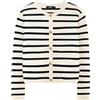 Generic Cardigan a righe da donna, lavorato a maglia con bottoni dorati, maglione girocollo con tasca, cappotto casual da donna in maglia corta, Bianco e nero, L