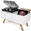 Glorious TURNTABLE LOWBOARD Mobile x giradischi e vinile, retrò anni 60, Bianco