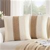 DakTou Federe Cuscini Divano 45x45 Boho Copricuscini Decorativi in Cotone Marrone Intrecciato Strutturato Moderno Casale Fodere Quadrate per Cuscino per Divano Camera da Letto Soggiorno 2 Pezzi