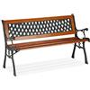 Relaxdays Panchina da Giardino, Panca a 2 Posti, da Esterno, Balcone e Terrazzo, Legno e Ghisa, Rustico, Marrone Verde, 1 pz