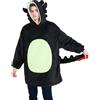 dressfan Coperta portatile in microfibra e Sherpa, per Halloween, carnevale, drago, con cappuccio, calda coperta morbida con maniche e cappuccio per uomo e donna, Nero , taglia unica plus
