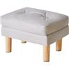 YMYNY Poggiapiedi, Pouf in Ecopelle, Superficie Morbida Rimovibile, Design in Velcro, Moderno e Sgabello per Camera da Letto, Soggiorno 41.5 x 31.5 x 32CM Grigio HBD041G