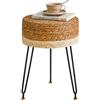YMYNY Pouf Sgabello Ottomane, Ottomano Poggiapiedi con Gambe in Metall, Sgabello in Seagrass Natura, Seduta Moderna per Soggiorno Camera da Letto Ingresso, 32 × 32 × 45CM, Naturale e Beige HBD029W